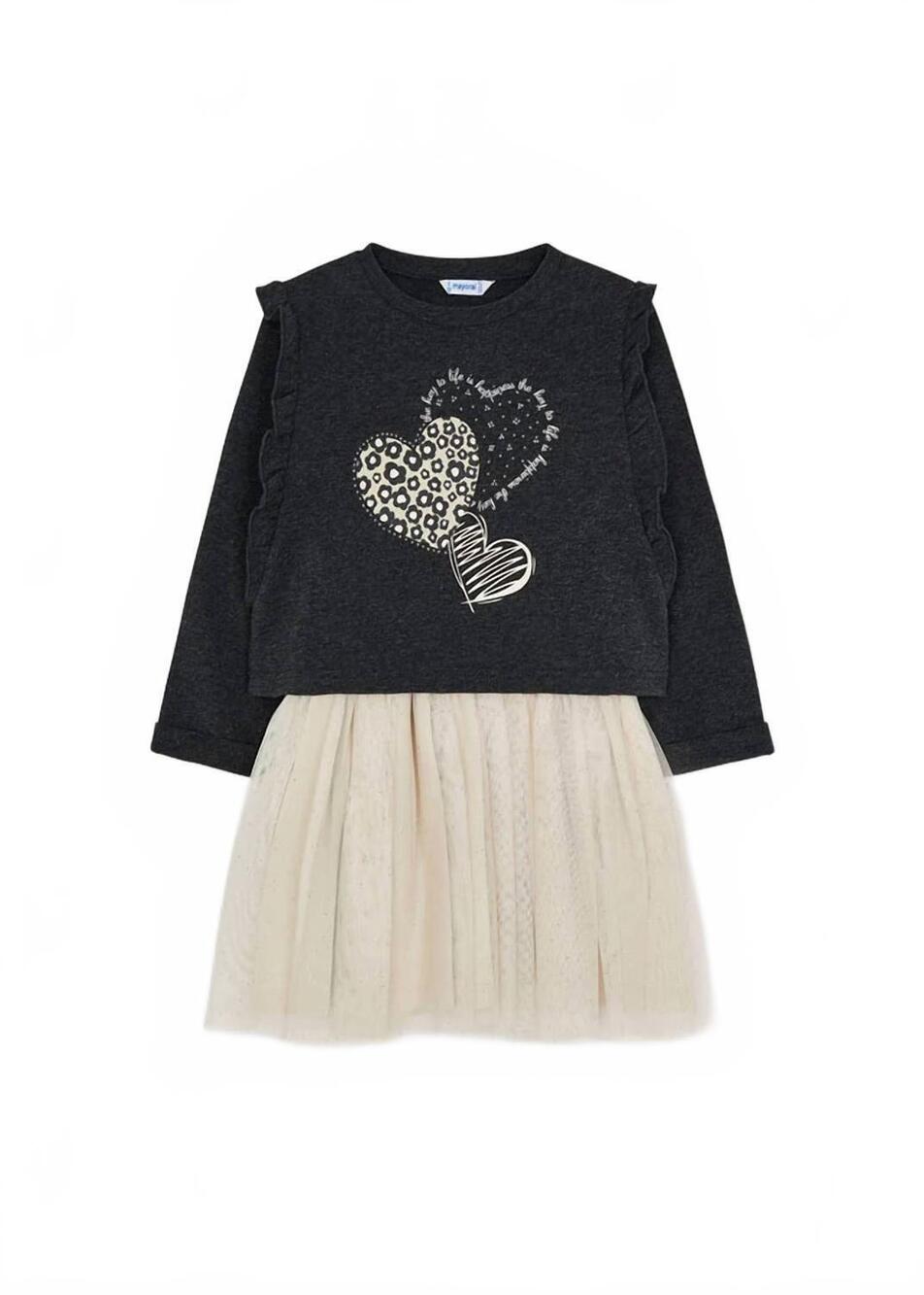 NEW MAYORAL girls combined tulle dress in grey